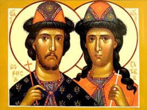 Le martyre des saints Boris et Gleb, premiers saints de la Russie fondée en Ukraine (1000-1015) /